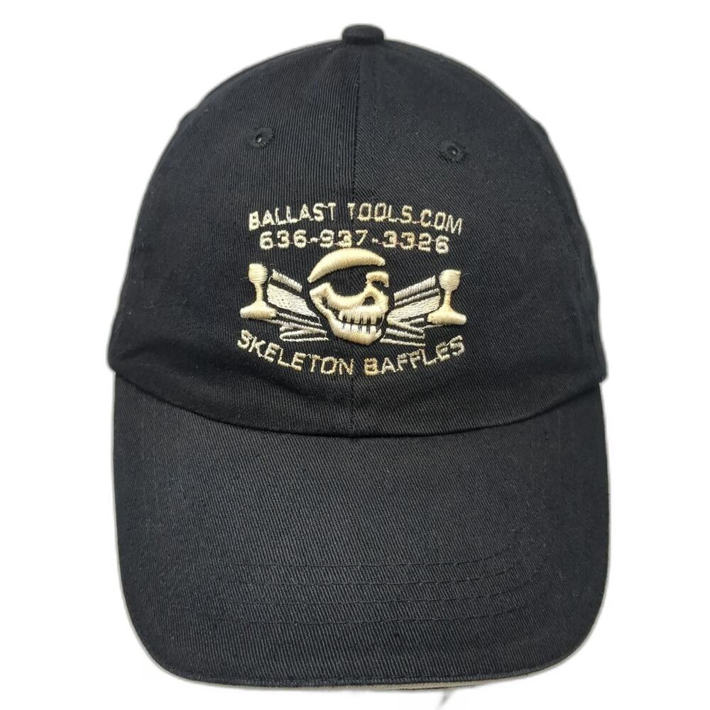 Hit Wear Baseball Cap Black One Size Skeleton Baffles Railroad Slideback Hat